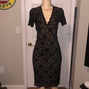 Dress, black lace, with sleeve